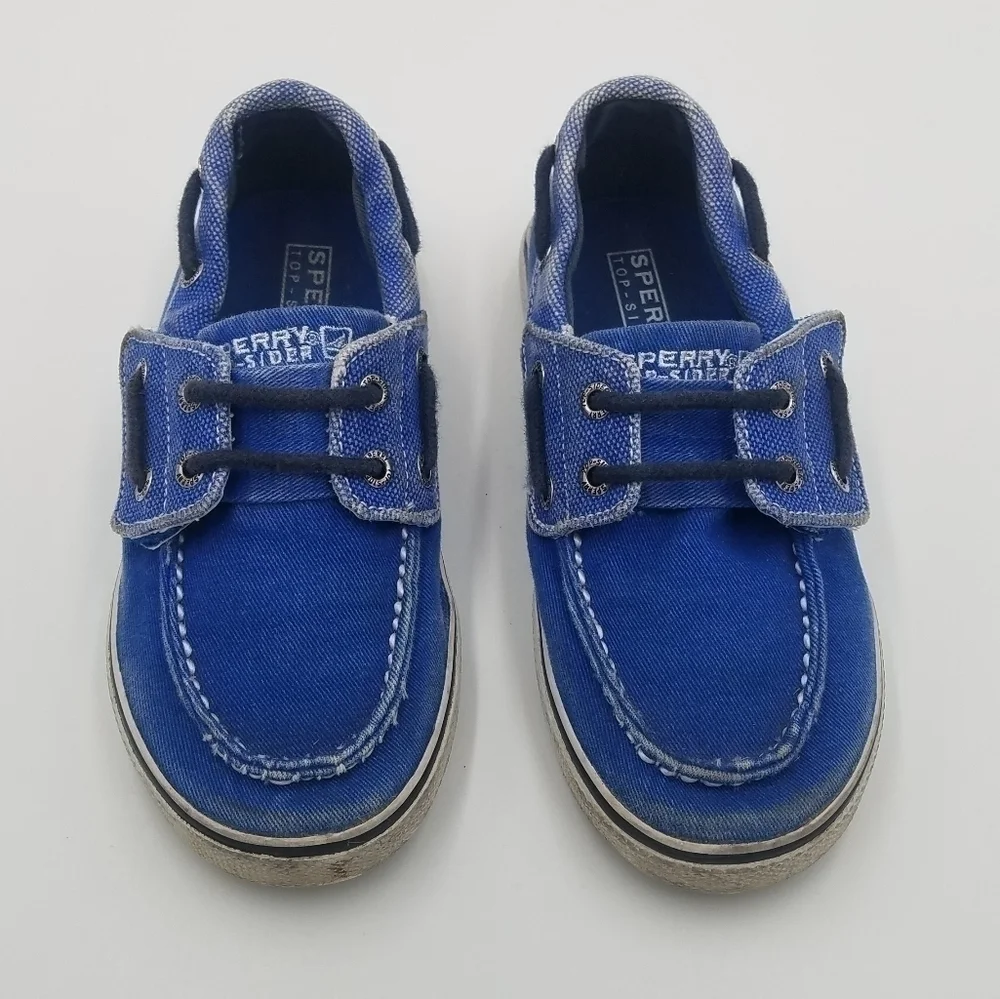 Sperry Halyard Jr. Blue Canvas Loafer Slip On Shoe 11.5T